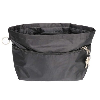 Taschenorganizer Einsatz Handtasche, erweiterbare Geldbörse Reißverschluss groß, schwarz 