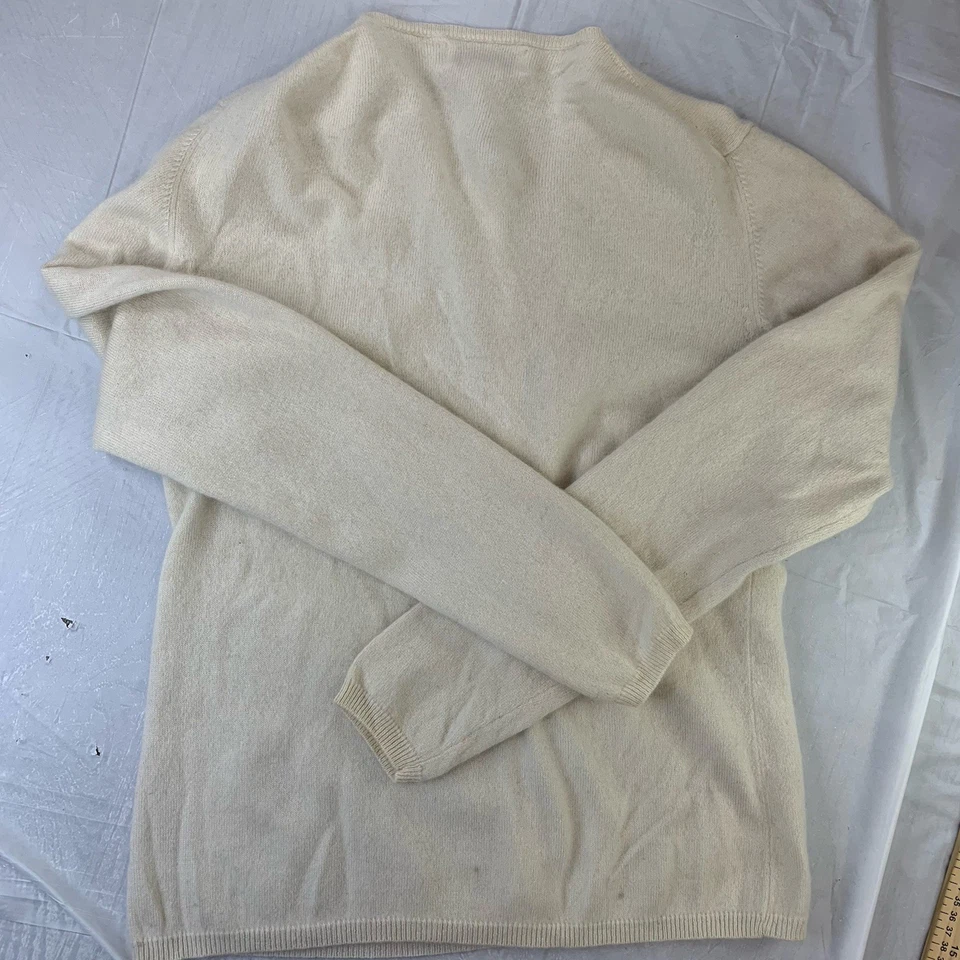 Sutton 100% Cashmere BeigeCrew Neck Cardigan Size L - Image 3 of 4