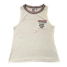 Junk Food Tank Top Shirt Womens Medium Land Of The Fun Retro Pocket Graphic