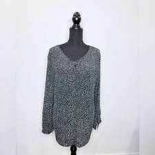 Floral Long Sleeve Black Women's Blouse