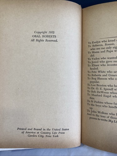 Oral Roberts' Life Story As Told By Himself Very Collectible 1952 HC-DJ 1st ED - Picture 10 of 10