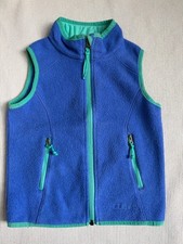 LL Bean Kids Classic Fleece Vest Periwinkle/Aqua Full Zip Kids Size M 5-6