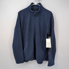 Athleta Stroll Fleece Full Zip Jacket Navy Blue Herringbone Extra Large XL New