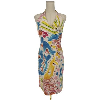 Vintage Y2K David Meister 100% Silk Tropical Resort Print Halter Dress,  Size 4 | eBay