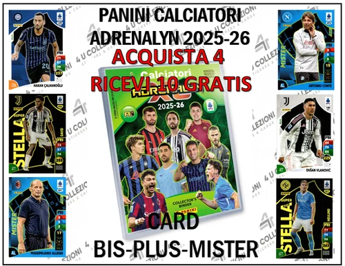 PANINI CALCIATORI ADRENALYN 2025-26 2026 BIS PLUS MISTER PRENDI 4 + 10 GRATIS