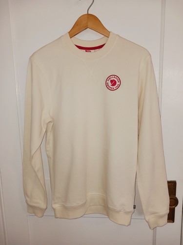 Fjallraven 1960 Logo Badge Sweatshirt in Off White Men's Size Small Excellent