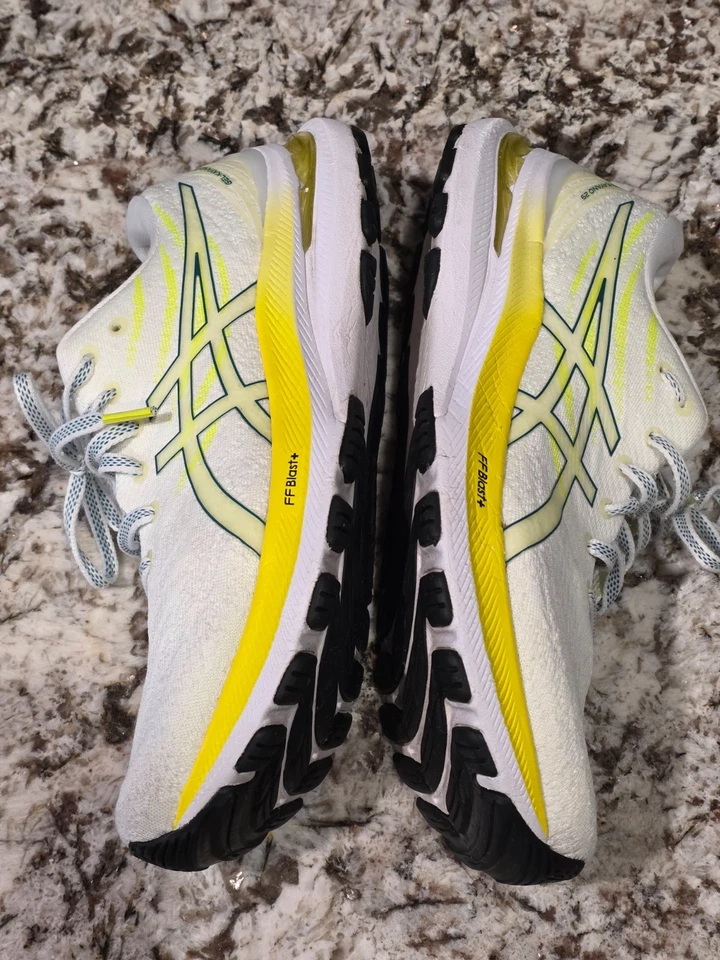 Zapatos para correr ASICS Gel-Kayano 29 para mujer talla 10 blanco amarillo usados una vez Foto 3 de 4