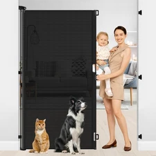72 Inch Extra Tall Retractable Dog Gate 55 Inch Wide Extra Tall Retractable B...