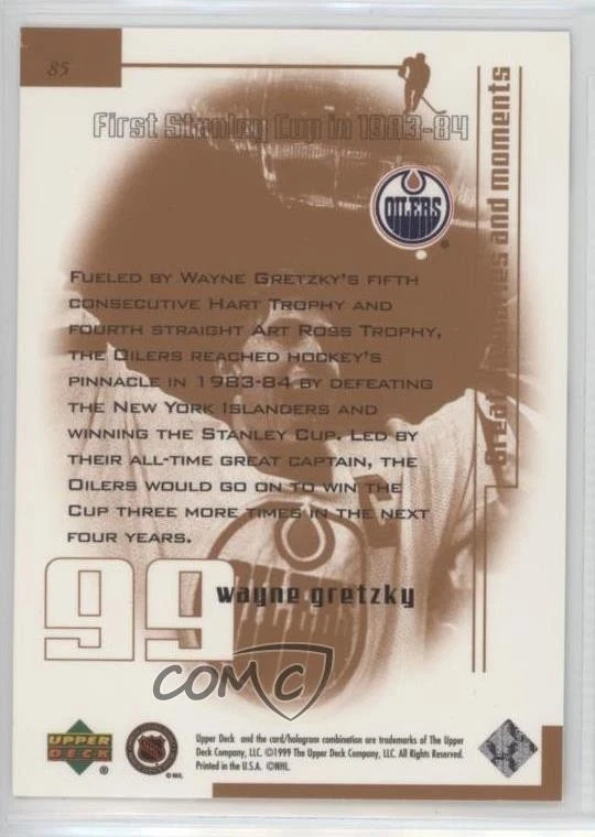 1999 Upper Deck Gretzky Living Legend Wayne Gretzky #85 HOF - Image 2 of 2