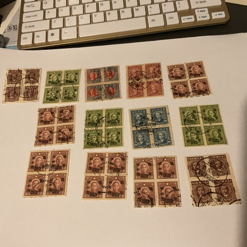 CHINA.(1940’s-).HISTORICAL Figures LOT OF 13 BLOCKSx4 Old Stamps.USED# 431
