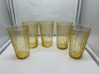 5 Vintage Anchor Hocking Tahiti Bamboo drinking glasses in a Honey Gold Bark
