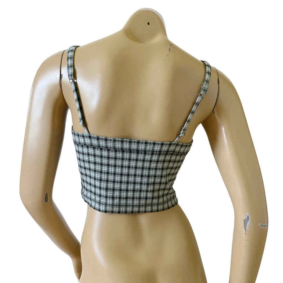 Camiseta sin mangas corta Hollister pequeña avanzada elástica a cuadros sin mangas para mujer Foto 4 de 4