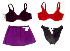 Sunsets Aruba Stripe Swimsuit Separates in Plum, Red or Black Sz XS-XL NWT