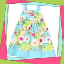 NWT Girls 3T Gymboree  RAINBOW CABANA  COTTON Poplin BLUE floral SUNDRESS DRESS