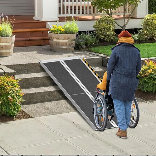 Rollstuhlrampe Türrampe Auffahrrampe Schwarz Alu Rollatoren Rampe 61/91/152cm - Bild 6 von 14