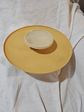 Vintage Tupperware Gold Chip and Dip/Veggie Tray with Center Bowl/Lid.