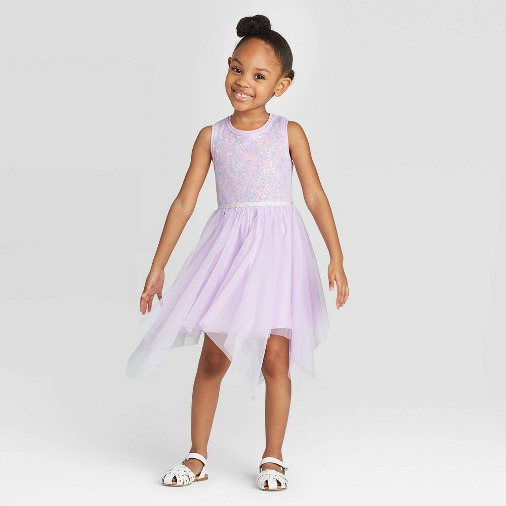 5t sequin dress Teen Girls Short Sleeve Ombre Sequin Shift Dress - PURPLE