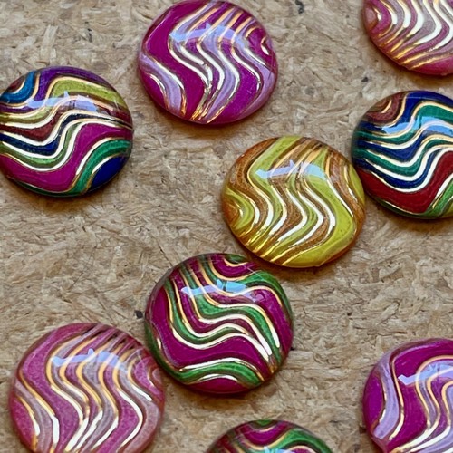 20pcs Round 10mm Wave Gold Resin flatback Scrapbook phone wedding sparkle #2045 - Picture 2 of 12