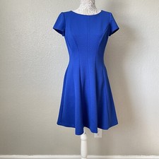 Chaps Sz 10 Royal Blue Textured Geo Fitted Scuba Short Party Dress