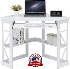 Escritorio De Esquina Blanco Para Computadora Cuarto Con Cajon Gavetas Pequeño