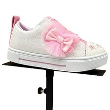 Skechers Toddler Girl's Twinkle Toes Slip-on Sneakers Size 7 White/Pink Glitter
