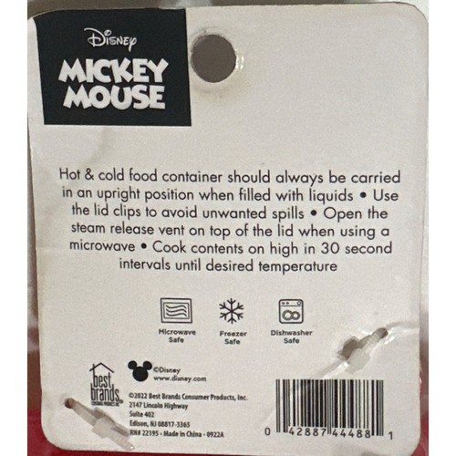 2022 Disney Mickey Mouse Heiß Kalt Lebensmittel Kunststoff Behälter mit Deckel 21 Unzen (NEU) - Bild 7 von 11