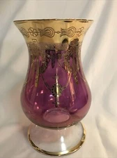 Italian Interglass Vase Cranberry Gold Encrusted Large 9”