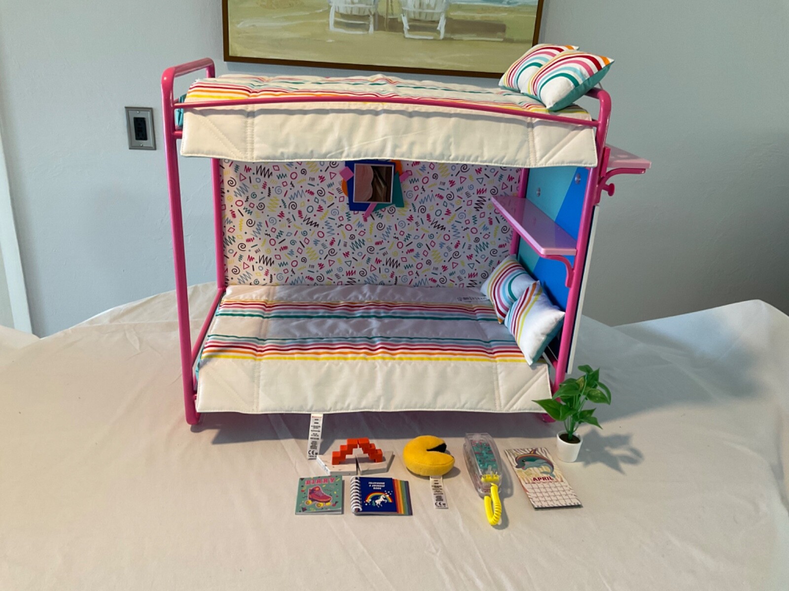 American Girl doll Courtney Moore Bedroom Metal Pink Bunk Bed with