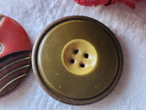 Duo boutons anciens en celluloïd collection colorés diamètre 2,7 cm D10O - Picture 3 of 4