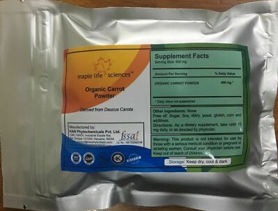 ORGANIC Carrot Powder Antioxidant Beta Carotene Pure & High Quality