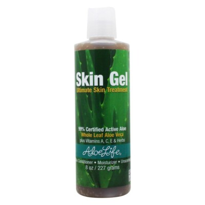 Aloe Life Skin Gel and Herbs, Whole Leaf AloePlus A, C, E and Herbs, Unscent,8Oz