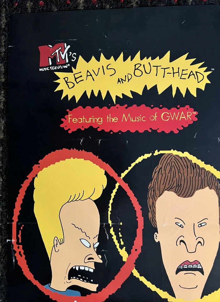 BEAVIS and BUTTHEAD video game Rare GWAR version 11x19 promo poster 1994 Mtv - Image 2 of 4