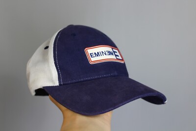 エミネム　2003年ツアー帽子　タグ付き　レア商品　eminem VINTAGE 2003 EMINEM FITTED HAT BABY BLUE & WHITE E LOGO SLIM SHADY
