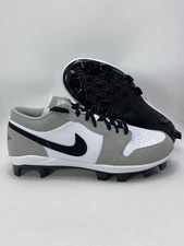 Nike Jordan 1 Retro Mcs Low Grey Black White Baseball Cleats Sz 13 (CJ8524 012)