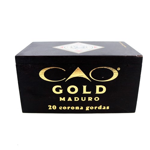 Caja de cigarros de madera vacía CAO Gold Corona Gorda 7" x 4,5" x 3,75" - Imagen 8 de 12