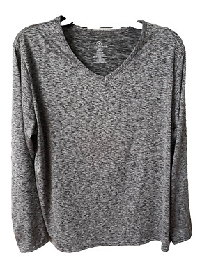 Real Essentials Women's Size 2XL Stretch Knit V- Neck Gray T Shirt