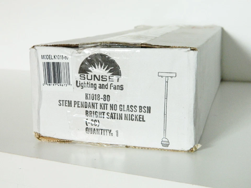 Satin Nickel Stem Pendant Contemporary K1018-80 Sunset Lighting & Fan Adj Height - Image 3 of 3