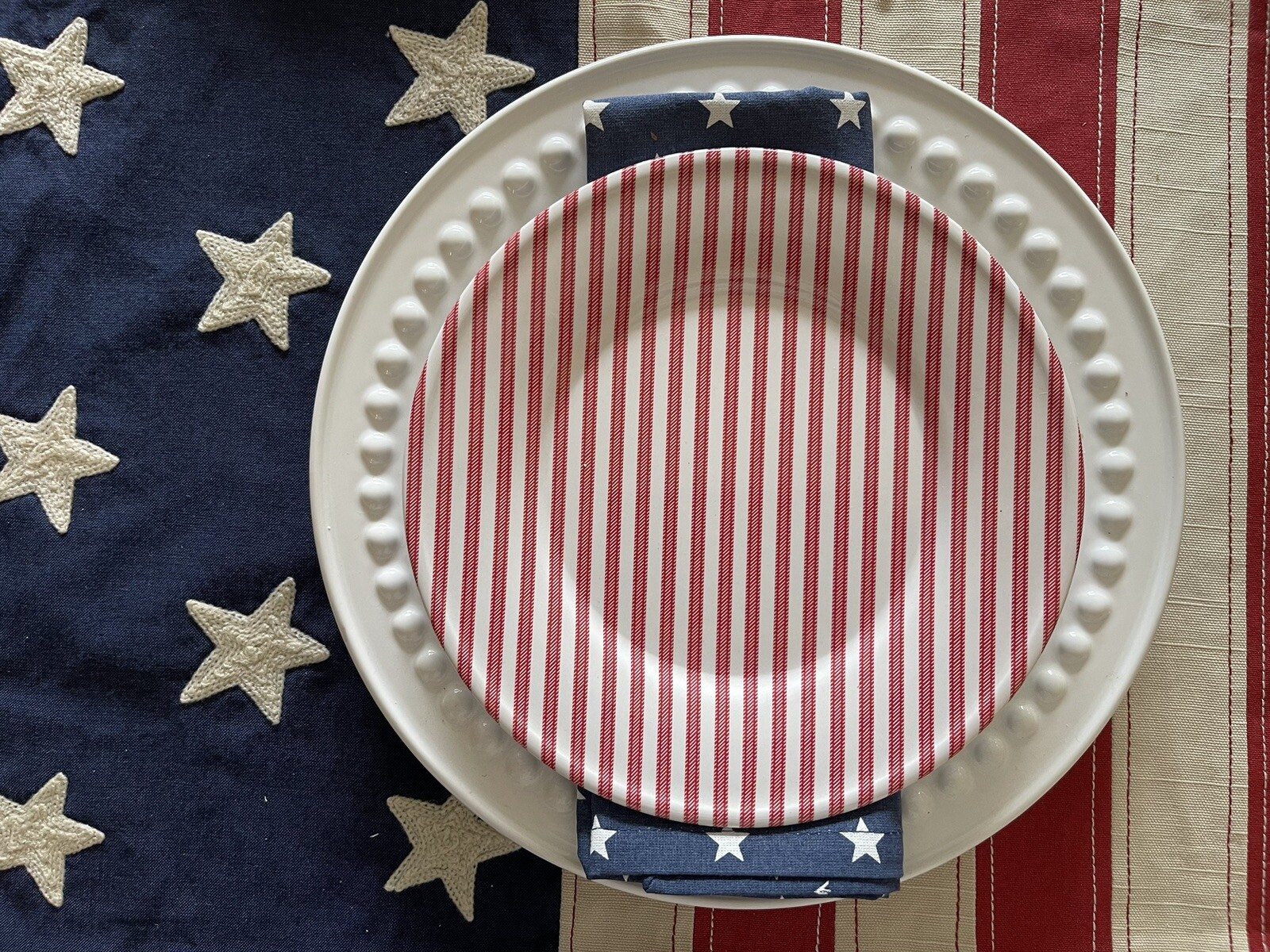 Pottery Barn American Flag Cotton Placemats Set Of 4NWT eBay