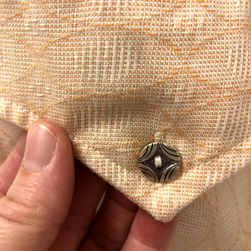 Vtg 70's Elite Textured Peach DISCO Cabana CUBAN CIGAR Lounge Safari MoD Shirt M - Image 3 of 4
