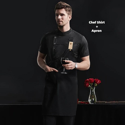 Kitchen Jacket Catering Uniform Short Sleeve Chef Clothes Restaurant Workwear - Picture 11 of 31