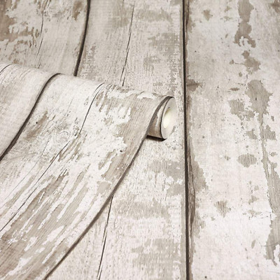 Weiß gewaschene Holztapete Panel rustikal realistischer Effekt Lounge Feature Wand