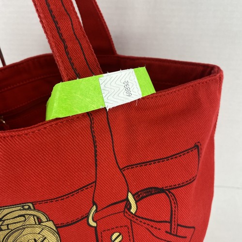 Michael Kors Tote Hamilton Trompe Loeil Red Canvas Large B2E - Picture 9 of 17