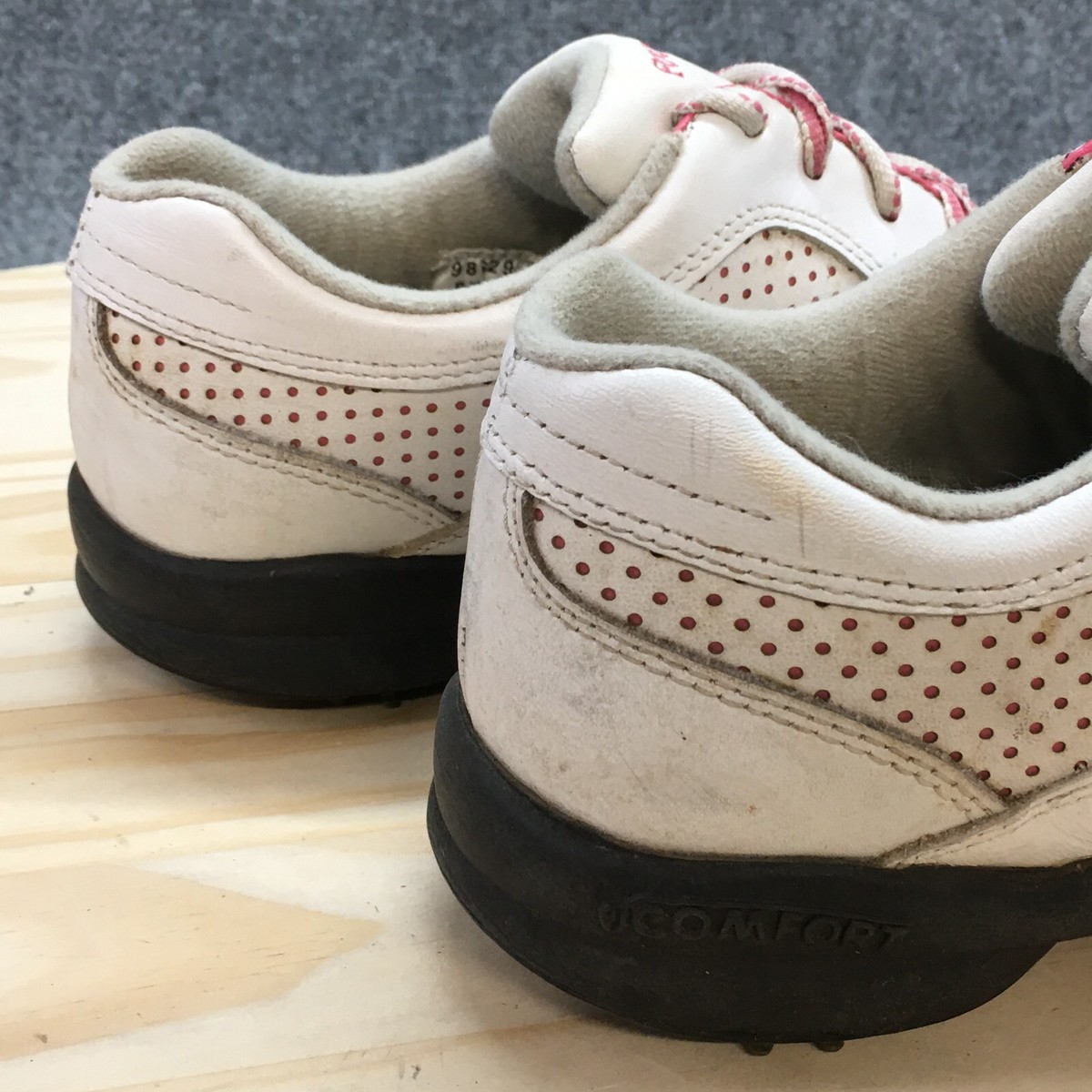 ハンドメイド Footjoy Shoes Womens 8M Golf Cleats Sneakers White Leather Lace Up