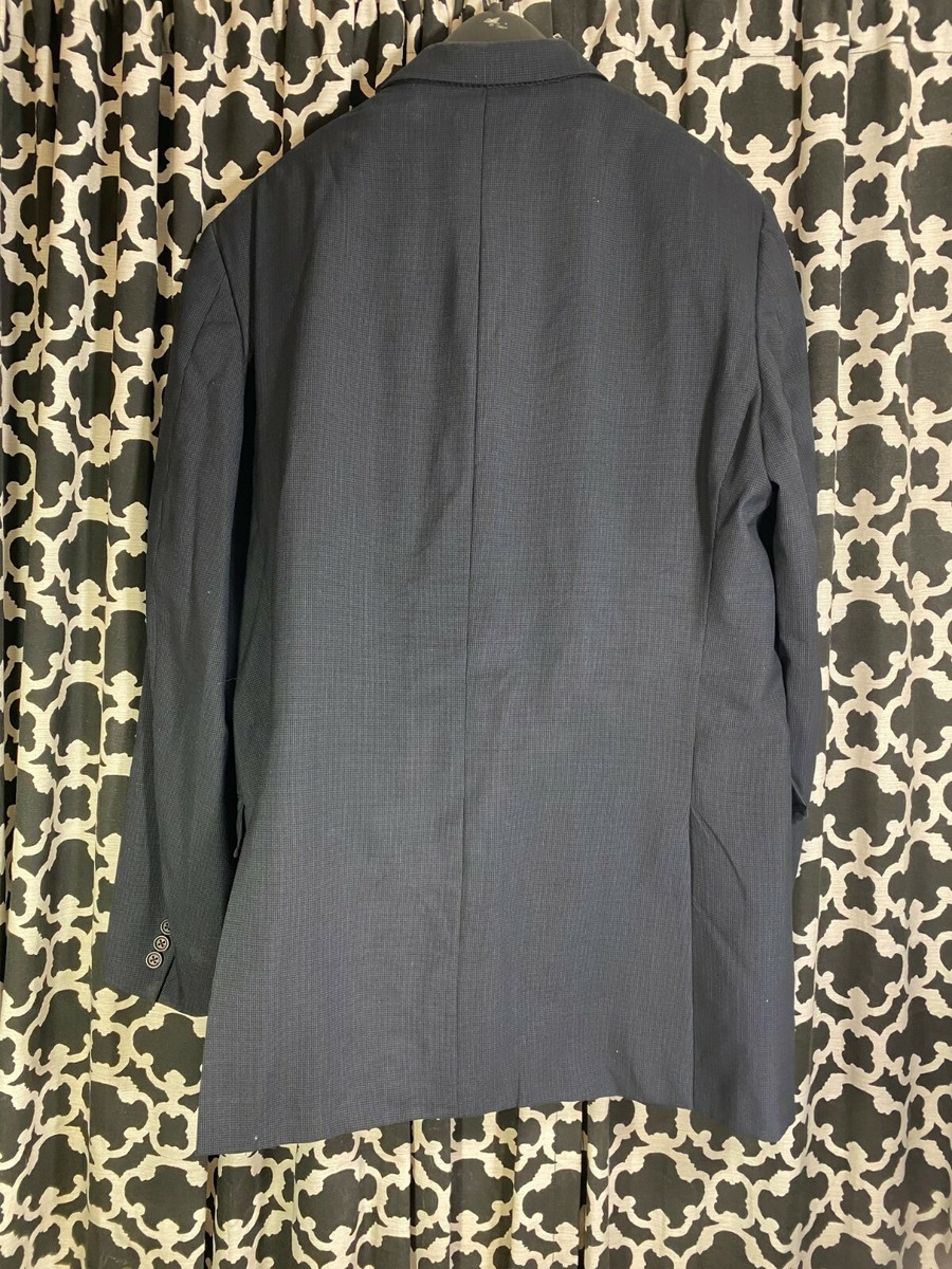 Burberry London Navy Black Tiny Checkered 3-button 100% Wool Suit
