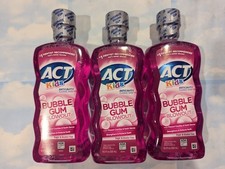 LOT 3 ACT KIDS ANTICAVITY FLUORIDE MOUTHWASH BUBBLE GUM BLOWOUT 16.9 FL OZ