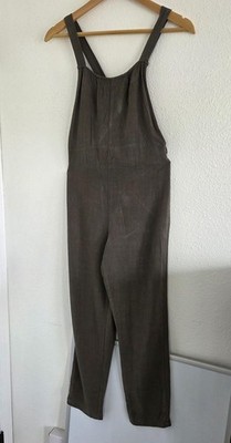 Potters Pot Women's Green Linen Blend Spring Sleeveless Jumpsuit Romper Size S