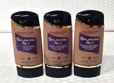 3 x Max Factor BALANCING ACT Liquid Foundation Makeup Dry Oily Skin #12 SABLE