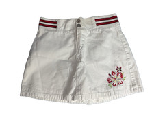 Faded Glory Girls Club Skorts Shorts Sz 14 White Red Hibiscus Flower Embroidered