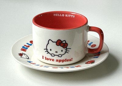 Lizenziertes Sanrio Hello Kitty Porzellan 200 ml milchig weiß Tasse & Untertasse Set