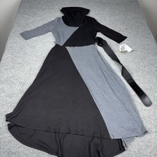 Robbie Bee Missy Dress Women’s Medium Black Gray Colorblock Belted NWT Ribbed